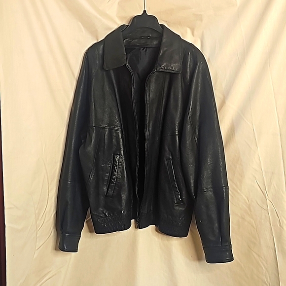 Men's Leather Jacket, Size 3XL, Color: Black - Picture 2 of 8